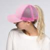 imageCC Hatsandscarf Ponytail caps Messy Buns Trucker Plain Baseball Cap BT6Pink