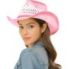 imageCC Ombre Open Weave Cowbay Hat with Braided TrimHot Pink