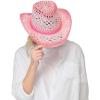 imageCC Ombre Open Weave Cowbay Hat with Braided TrimHot Pink
