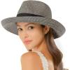 imageCC Panama Sun Hat  Rolled Edge Fedora Style with Trim Band ampamp UPF 50 UV ProtectionBlack Multi