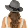 imageCC Panama Sun Hat  Rolled Edge Fedora Style with Trim Band ampamp UPF 50 UV ProtectionBlack Multi