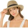 imageCC Panama Sun Hat  Rolled Edge Fedora Style with Trim Band ampamp UPF 50 UV ProtectionBrown Multi