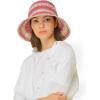 imageCC Paper Straw HandCrochet Bucket Hat2 Tone Stripes  Hot Pink