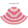 imageCC Paper Straw HandCrochet Bucket Hat2 Tone Stripes  Hot Pink