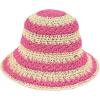 imageCC Paper Straw HandCrochet Bucket Hat2 Tone Stripes  Hot Pink