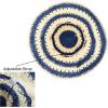 imageCC Paper Straw HandCrochet Bucket Hat2 Tone Stripes  Navy