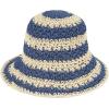 imageCC Paper Straw HandCrochet Bucket Hat2 Tone Stripes  Navy