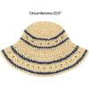 imageCC Paper Straw HandCrochet Bucket HatThin Stripe Patterns  Natural