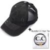 imageCC Ponycap Messy High Bun Ponytail Adjustable Glitter Mesh Trucker Baseball CapA Elastic Bandblack