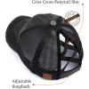 imageCC Ponycap Messy High Bun Ponytail Adjustable Glitter Mesh Trucker Baseball CapA Elastic Bandblack