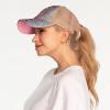 imageCC Ponycap Messy High Bun Ponytail Adjustable Glitter Mesh Trucker Baseball CapA Elastic Bandcrystal Ombre Mermaid