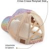 imageCC Ponycap Messy High Bun Ponytail Adjustable Glitter Mesh Trucker Baseball CapA Elastic Bandcrystal Ombre Mermaid