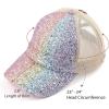 imageCC Ponycap Messy High Bun Ponytail Adjustable Glitter Mesh Trucker Baseball CapA Elastic Bandcrystal Ombre Mermaid