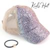 imageCC Ponycap Messy High Bun Ponytail Adjustable Glitter Mesh Trucker Baseball CapA Elastic Bandcrystal Ombre Mermaidkids