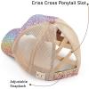 imageCC Ponycap Messy High Bun Ponytail Adjustable Glitter Mesh Trucker Baseball CapA Elastic Bandcrystal Ombre Mermaidkids