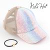 imageCC Ponycap Messy High Bun Ponytail Adjustable Glitter Mesh Trucker Baseball CapA Elastic Bandcrystal Ombre Uniconkids