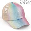 imageCC Ponycap Messy High Bun Ponytail Adjustable Glitter Mesh Trucker Baseball CapA Elastic Bandombre Sparkle Glitter Pinkkids