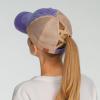 imageCC Ponycap Messy High Bun Ponytail Adjustable Glitter Mesh Trucker Baseball CapA Elastic Bandpurple