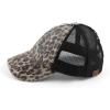 imageCC Ponycap Messy High Bun Ponytail Adjustable Glitter Mesh Trucker Baseball CapBaby Leopard