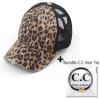 imageCC Ponycap Messy High Bun Ponytail Adjustable Glitter Mesh Trucker Baseball CapBaby Leopard