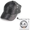 imageCC Ponycap Messy High Bun Ponytail Adjustable Glitter Mesh Trucker Baseball CapGlitter Meshblack