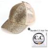 imageCC Ponycap Messy High Bun Ponytail Adjustable Glitter Mesh Trucker Baseball CapGlitter Meshgold