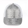 imageCC Ponycap Messy High Bun Ponytail Adjustable Glitter Mesh Trucker Baseball CapGlitter Meshsilver