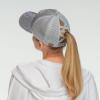 imageCC Ponycap Messy High Bun Ponytail Adjustable Glitter Mesh Trucker Baseball CapGlitter Meshsilver