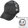 imageCC Ponycap Messy High Bun Ponytail Adjustable Glitter Mesh Trucker Baseball CapGlitterblack