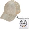 imageCC Ponycap Messy High Bun Ponytail Adjustable Glitter Mesh Trucker Baseball CapGlittergold