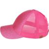 imageCC Ponycap Messy High Bun Ponytail Adjustable Glitter Mesh Trucker Baseball CapGlitterhot Pink