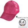 imageCC Ponycap Messy High Bun Ponytail Adjustable Glitter Mesh Trucker Baseball CapGlitterhot Pink