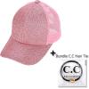 imageCC Ponycap Messy High Bun Ponytail Adjustable Glitter Mesh Trucker Baseball CapGlitterpink
