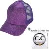 imageCC Ponycap Messy High Bun Ponytail Adjustable Glitter Mesh Trucker Baseball CapGlitterpurple
