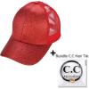 imageCC Ponycap Messy High Bun Ponytail Adjustable Glitter Mesh Trucker Baseball CapGlitterred