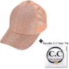 imageCC Ponycap Messy High Bun Ponytail Adjustable Glitter Mesh Trucker Baseball CapGlitterrose Gold