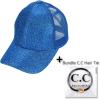 imageCC Ponycap Messy High Bun Ponytail Adjustable Glitter Mesh Trucker Baseball CapGlitterroyal