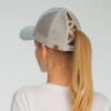 imageCC Ponycap Messy High Bun Ponytail Adjustable Glitter Mesh Trucker Baseball CapGlittersilver