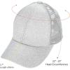 imageCC Ponycap Messy High Bun Ponytail Adjustable Glitter Mesh Trucker Baseball CapGlittersilver