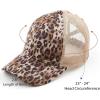 imageCC Ponycap Messy High Bun Ponytail Adjustable Glitter Mesh Trucker Baseball CapLeopard  Beige