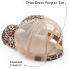 imageCC Ponycap Messy High Bun Ponytail Adjustable Glitter Mesh Trucker Baseball CapLeopard  Beige
