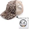 imageCC Ponycap Messy High Bun Ponytail Adjustable Glitter Mesh Trucker Baseball CapLeopard  Beige
