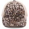 imageCC Ponycap Messy High Bun Ponytail Adjustable Glitter Mesh Trucker Baseball CapLeopard  Beige