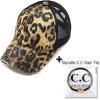 imageCC Ponycap Messy High Bun Ponytail Adjustable Glitter Mesh Trucker Baseball CapLeopard