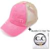imageCC Ponycap Messy High Bun Ponytail Adjustable Glitter Mesh Trucker Baseball CapPink