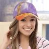 imageCC Ponycap Messy High Bun Ponytail Adjustable Glitter Mesh Trucker Baseball CapTie Dyecoral