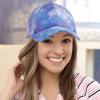 imageCC Ponycap Messy High Bun Ponytail Adjustable Glitter Mesh Trucker Baseball CapTie Dyepurple