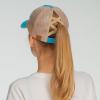 imageCC Ponycap Messy High Bun Ponytail Adjustable Glitter Mesh Trucker Baseball CapTurquoise