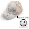 imageCC Ponycap Messy High Bun Ponytail Adjustable Glitter Mesh Trucker Baseball CapVintage Faux Leatherbeige