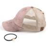 imageCC Ponycap Messy High Bun Ponytail Adjustable Glitter Mesh Trucker Baseball CapVintage Faux Leatherrose